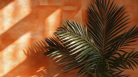 Palm leaf shadow on wall background. Generative AIの素材