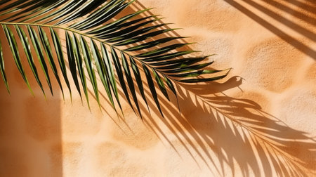 Palm leaf shadow on wall background. Generative AIの素材
