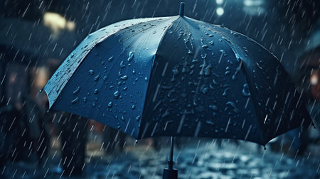 Close-up blue umbrella. Generative AIの素材