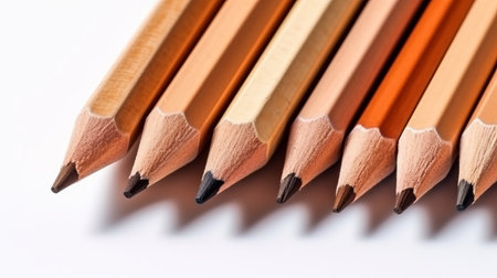 A set of wooden drawing pencils close-up. Generative AIの素材