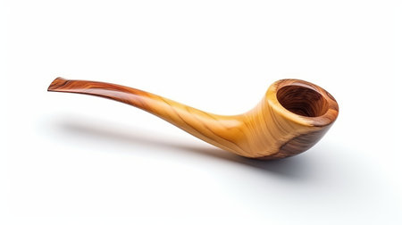 A wooden pipe for smoking tobacco isolated on white background. Generative AIの素材
