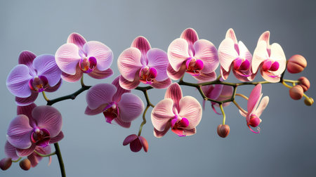 Close up orchid flowers branch. Generative AIの素材