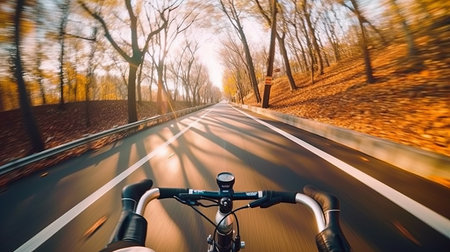 First person view the cyclist. Generative AIの素材