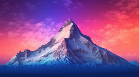 On a minimalist background, a magnificent view of the mountains. Generative AIの素材
