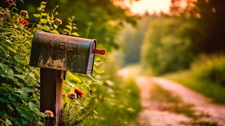 Mailbox with nature blur background. Generative AIの素材