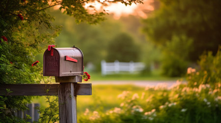 Mailbox with nature blur background. Generative AIの素材
