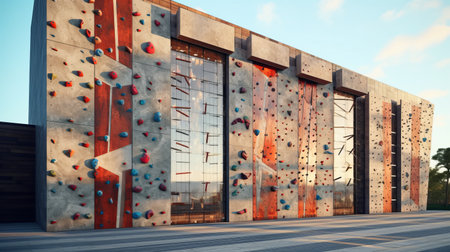 Outdoor climbing wall. Generative AIの素材