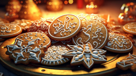 Christmas gingerbread cookies. Generative AIの素材