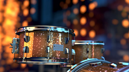 Drums with bokeh background. Generative AIの素材
