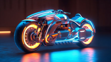Futuristic light cycle. Generative AIの素材