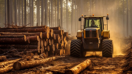 Logging timber wood industry. Generative AIの素材