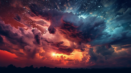 Night sky with clouds. Generative AIの素材