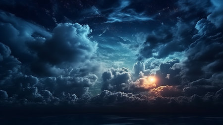 Night sky with clouds. Generative AIの素材