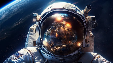 Picture of astronaut cuberpunk style. Generative AIの素材