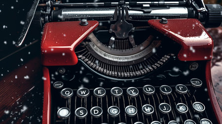 Retro typewriter top view. Generative AIの素材