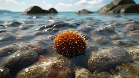 Sea urchin in the ocean. Generative AIの素材