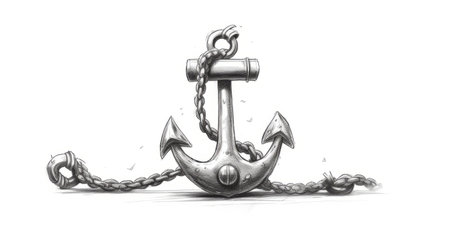 Ship anchor isolated on white background. Generative AIの素材
