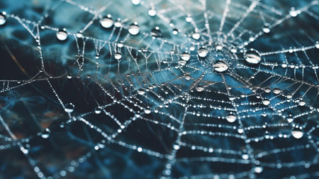 Spider web with dew drops. Generative AIの素材