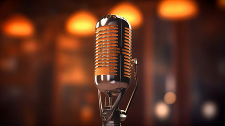 Studio microphone for podcast. Generative AIの素材