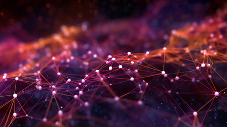 3D network connections with plexus design. Generative AIの素材