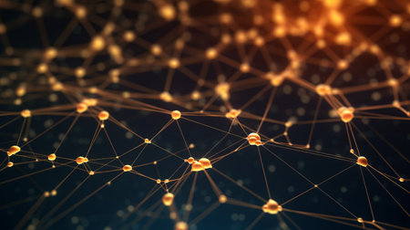 3D network connections with plexus design. Generative AIの素材