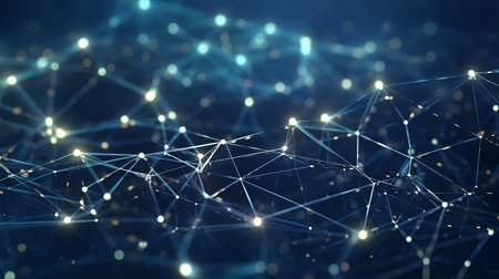 3D network connections with plexus design. Generative AIの素材