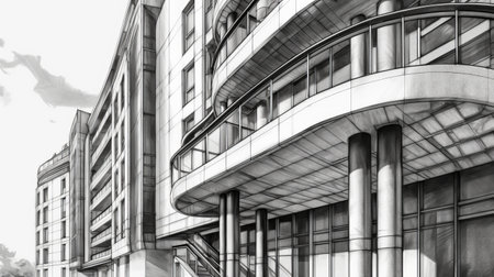 Abstract black and white architectural design. Generative AIの素材