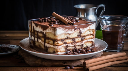 Chocolate cake Tiramisu. Generative AIの素材