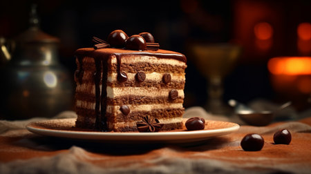 Chocolate cake Tiramisu. Generative AIの素材