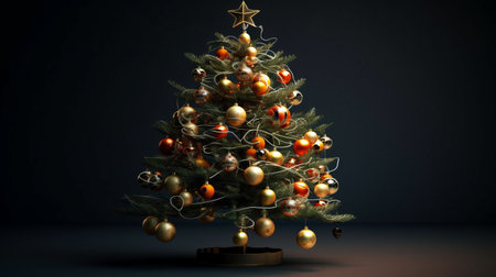 Christmas tree with christmas balls and decorations. Generative AIの素材