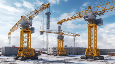 Construction cranes. Generative AIの素材