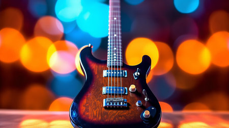 Electric guitar with bokeh background. Generative AIの素材