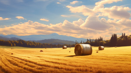 Field with hay. Generative AIの素材