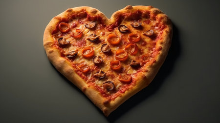 Heart shaped pizza. Generative AIの素材
