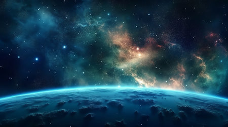 Illustration of space milky way and stars. Generative AIの素材