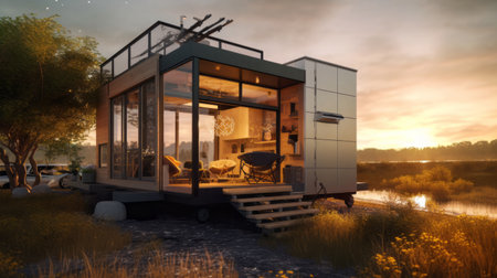 Modern tiny house. Generative AIの素材