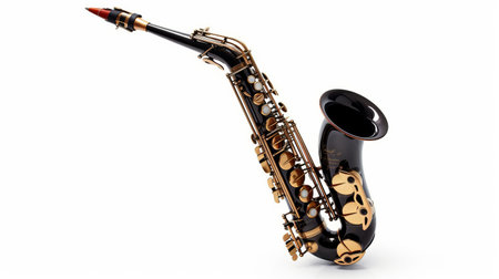 Saxophone isolated on white background. Generative AIの素材