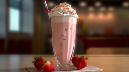 Strawberry milkshake. Generative AIの素材