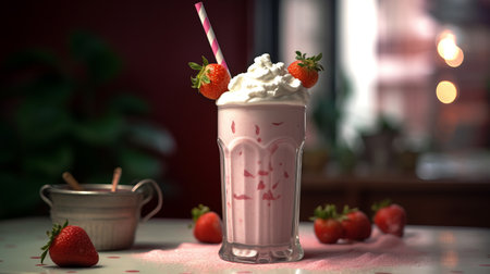 Strawberry milkshake. Generative AIの素材