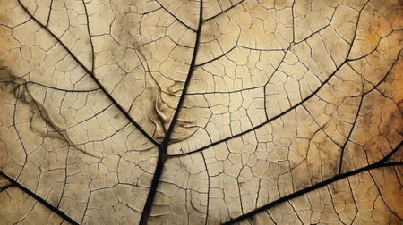 Detailed depiction of a leafs veins and lines. Generative AIの素材