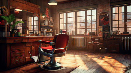 Barbershop with retro interior. Generative AIの素材