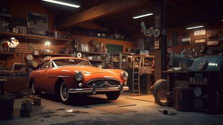 Car repair service in garage. Generative AIの素材
