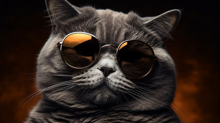 Cat wearing sunglasses and looking at camera. Generative AIの素材