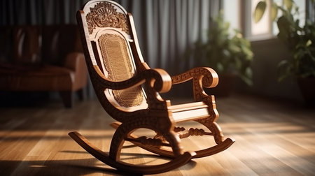 Classic wooden rocking chair. Generative AIの素材