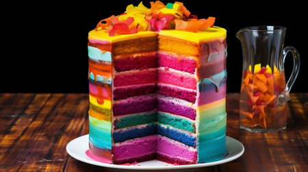 Colorful layered Birthday cake. Generative AIの素材