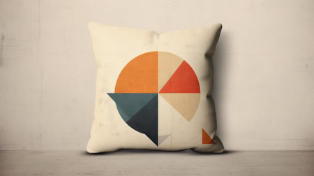 Cozy throw pillow with geometric shapes. Generative AIの素材
