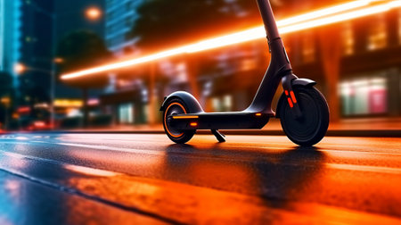 E-scooter in urban environment. Generative AIの素材