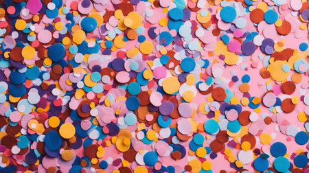 Multicolored confetti on colorful background. Generative AIの素材