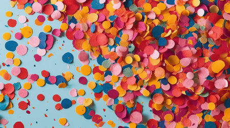Multicolored confetti on colorful background. Generative AIの素材