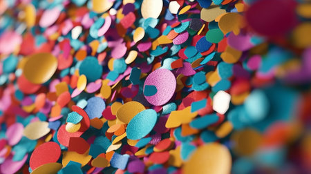 Multicolored confetti on colorful background. Generative AIの素材